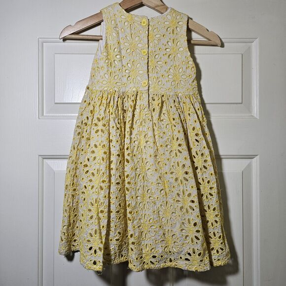 Halabaloo Yellow Floral Eyelet Lace Dress Girls Sz 6 - Picture 4 of 9